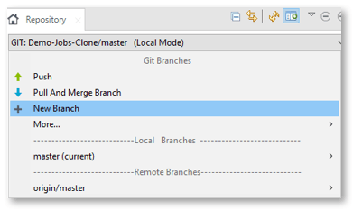 talend git create new branch